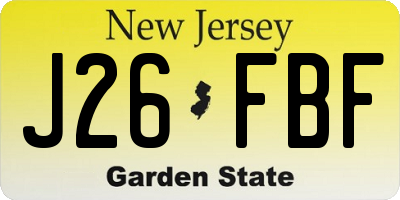 NJ license plate J26FBF