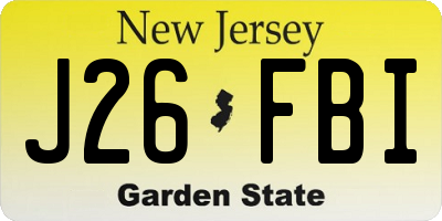 NJ license plate J26FBI