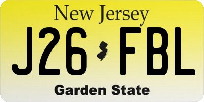 NJ license plate J26FBL
