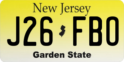 NJ license plate J26FBO