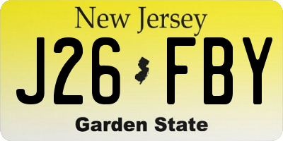 NJ license plate J26FBY