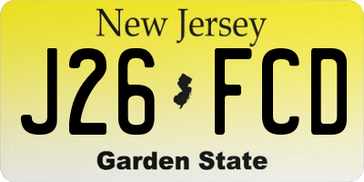 NJ license plate J26FCD