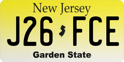 NJ license plate J26FCE