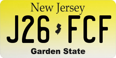 NJ license plate J26FCF