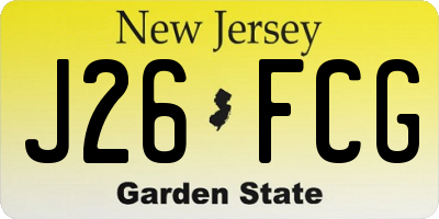 NJ license plate J26FCG