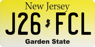 NJ license plate J26FCL
