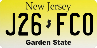 NJ license plate J26FCO