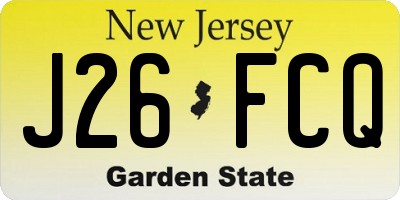 NJ license plate J26FCQ