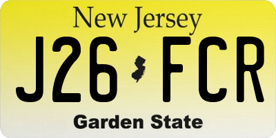 NJ license plate J26FCR