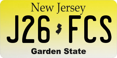 NJ license plate J26FCS