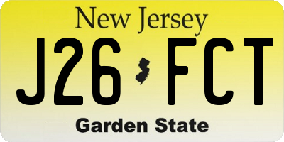 NJ license plate J26FCT