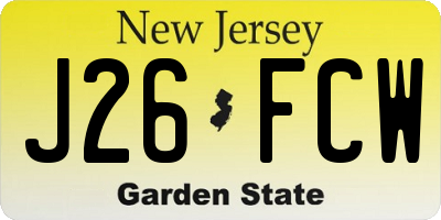 NJ license plate J26FCW