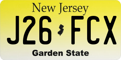 NJ license plate J26FCX