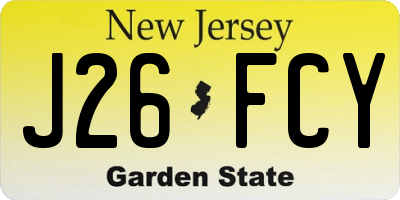 NJ license plate J26FCY