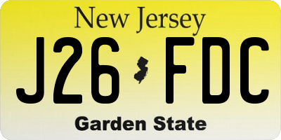 NJ license plate J26FDC