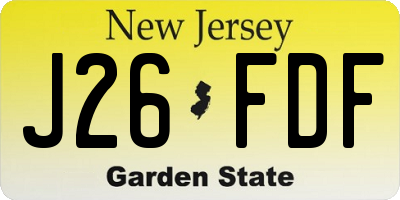 NJ license plate J26FDF