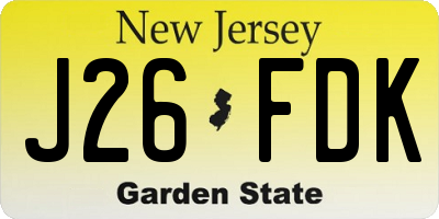 NJ license plate J26FDK
