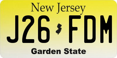 NJ license plate J26FDM