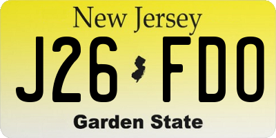 NJ license plate J26FDO