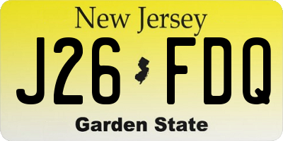 NJ license plate J26FDQ