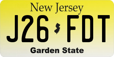 NJ license plate J26FDT