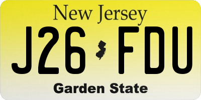 NJ license plate J26FDU