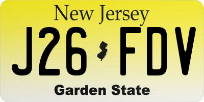 NJ license plate J26FDV