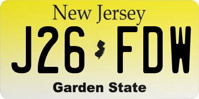 NJ license plate J26FDW