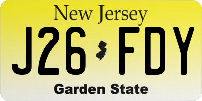 NJ license plate J26FDY