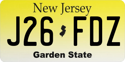 NJ license plate J26FDZ