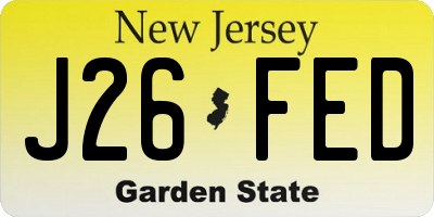 NJ license plate J26FED