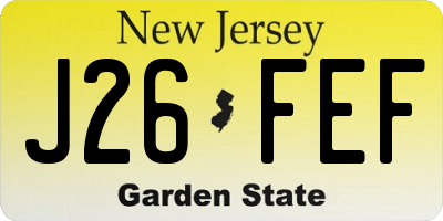 NJ license plate J26FEF