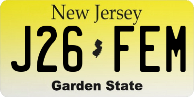 NJ license plate J26FEM