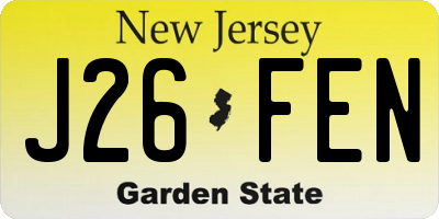NJ license plate J26FEN
