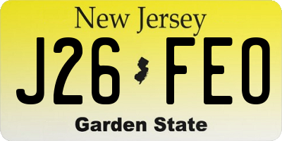 NJ license plate J26FEO
