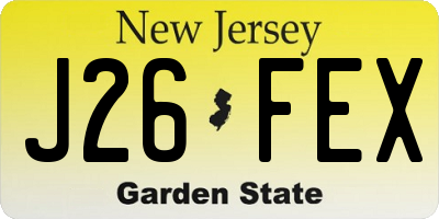 NJ license plate J26FEX