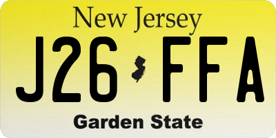 NJ license plate J26FFA