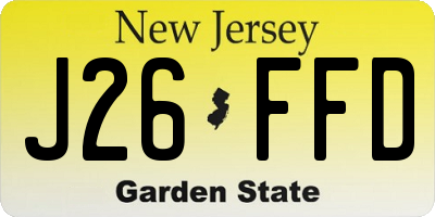 NJ license plate J26FFD