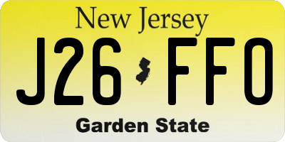 NJ license plate J26FFO