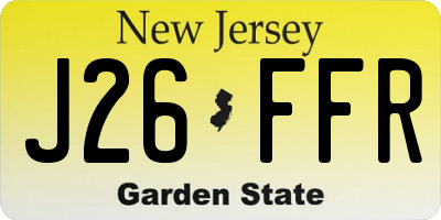 NJ license plate J26FFR