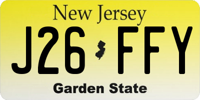 NJ license plate J26FFY