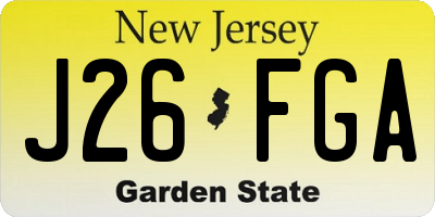 NJ license plate J26FGA