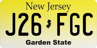 NJ license plate J26FGC