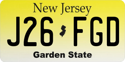 NJ license plate J26FGD