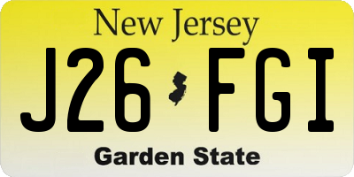 NJ license plate J26FGI