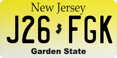 NJ license plate J26FGK