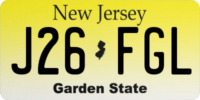 NJ license plate J26FGL