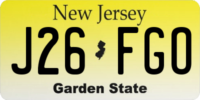 NJ license plate J26FGO