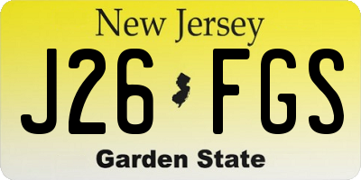 NJ license plate J26FGS