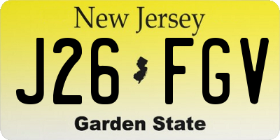 NJ license plate J26FGV